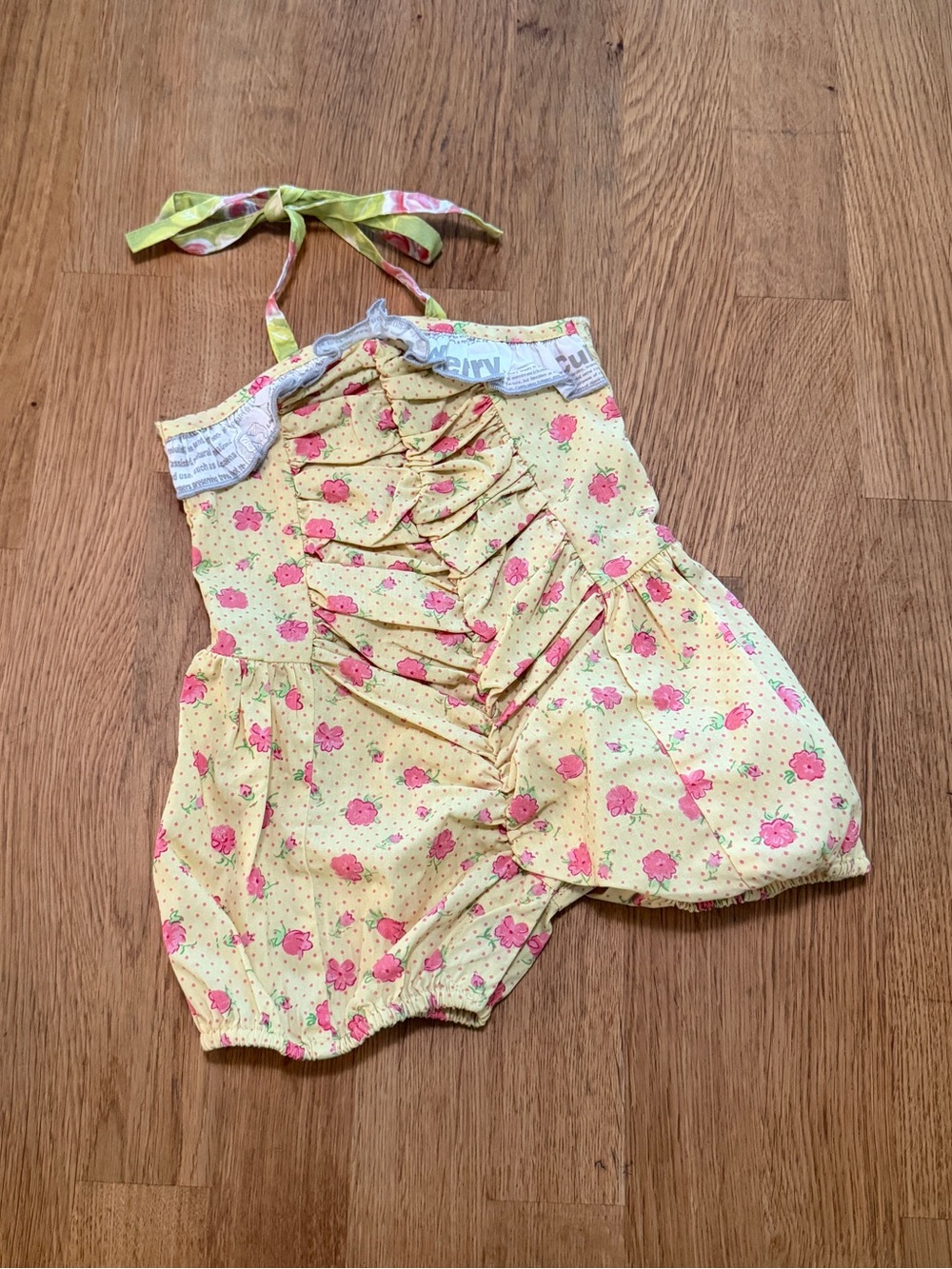 Mustard Pie 3 MONTHS Yellow Floral Ruffle Trim 100% Cotton Romper